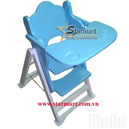 Ghế ăn 3 tầng, gỗ xoan đào, phối màu xanh trắng