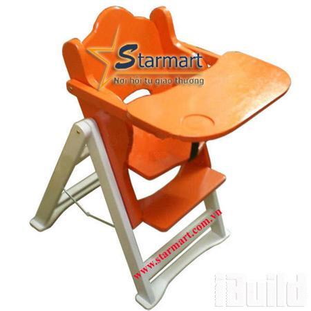 Ghế ăn 3 tầng, gỗ xoan đào, phối màu cam - trắng