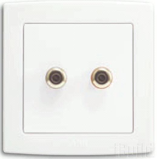 Ổ cắm Audio (mầu bạc), 2 chân cắm