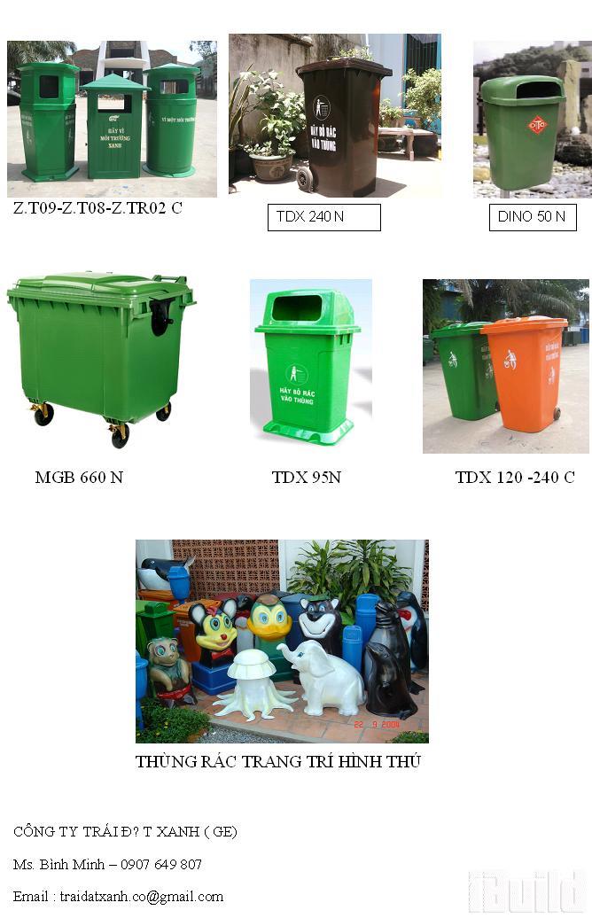 Thùng rác, xe thu gom rác có bánh xe, nhà vệ sinh di động