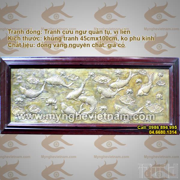 Tranh Cửu Ngư, 9 cá chép quần tụ - Vạn sự thành đạt