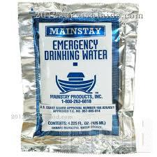 emergency drinking water (túi nước uống khẩn cấp cho xuồng cứu hộ)